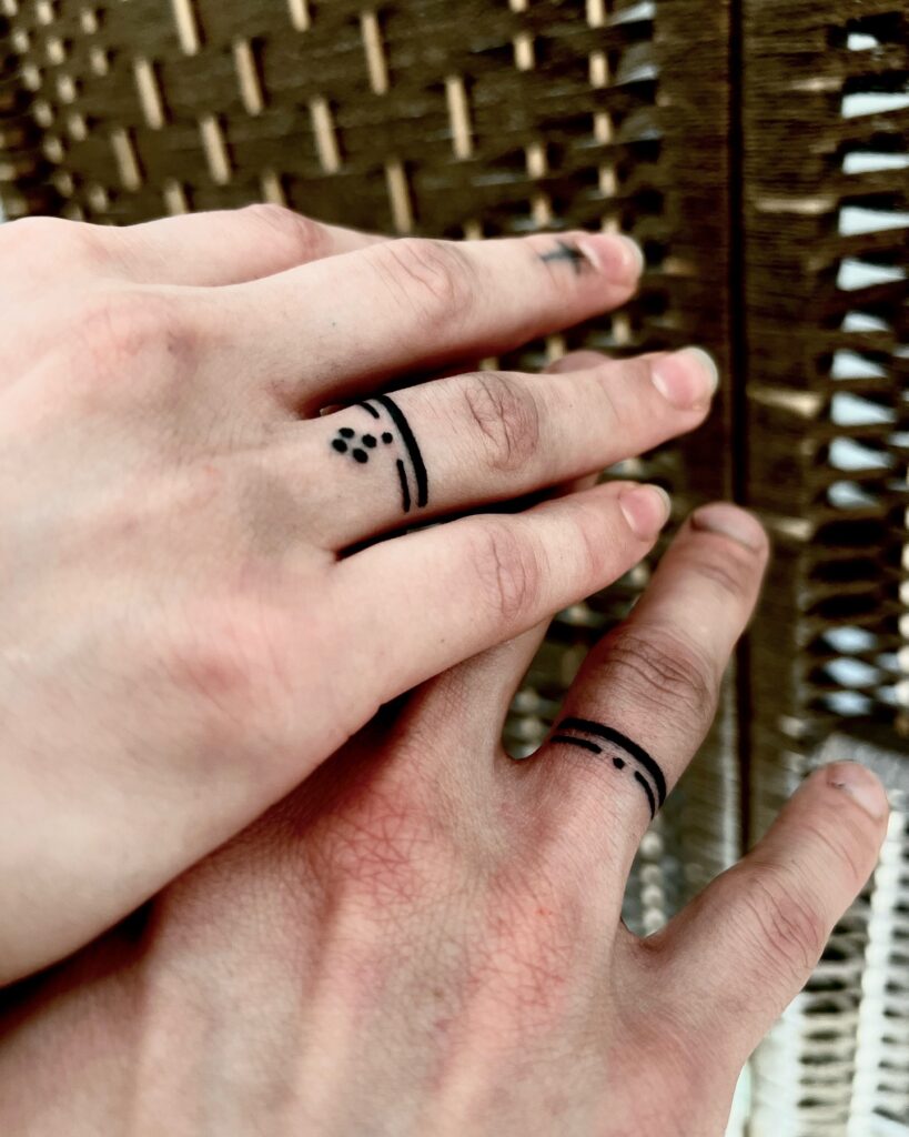 Minimalist Ring Tattoos with Dots and Lines