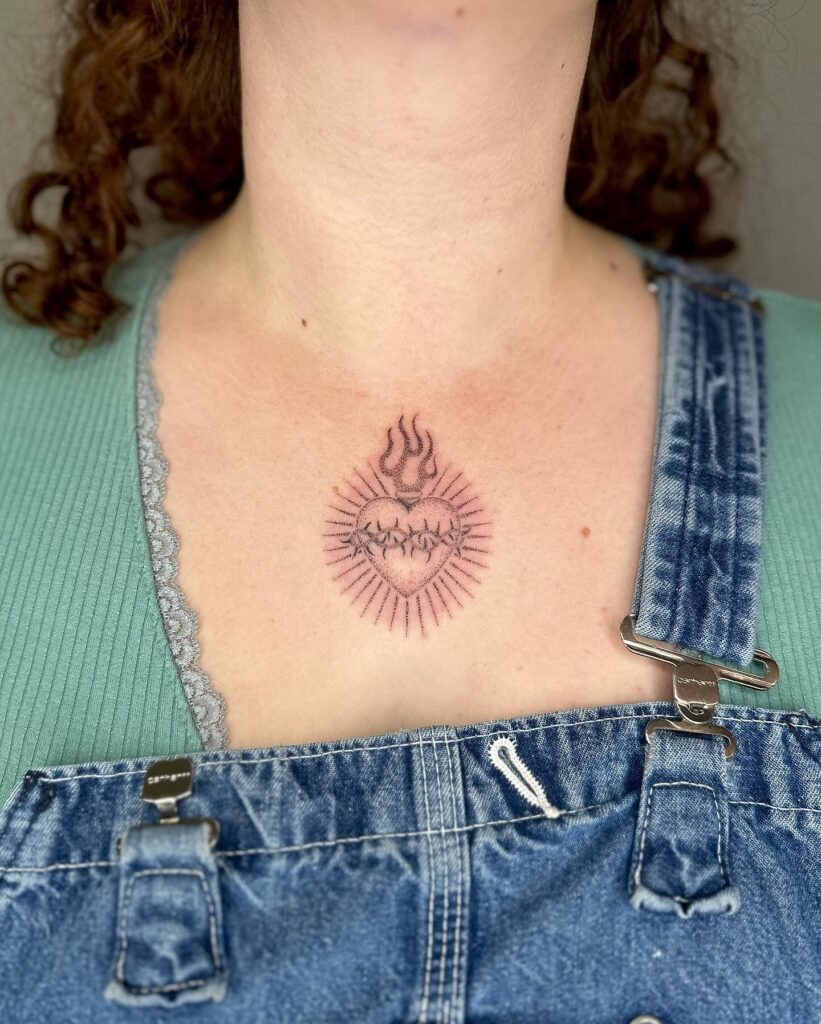 Abstract Sacred Heart with Flames Tattoo sacred heart tattoo ideas tattoo