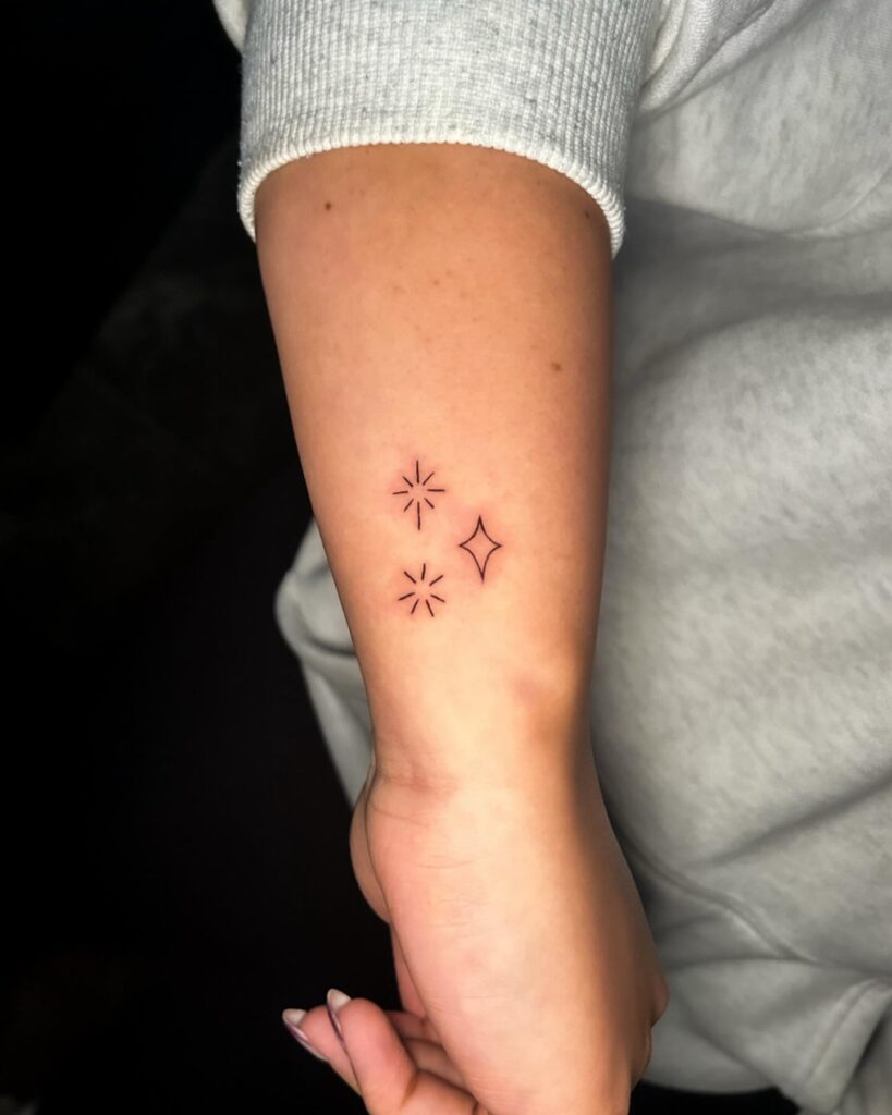 Elegant Geometric Matching Wrist Tattoos