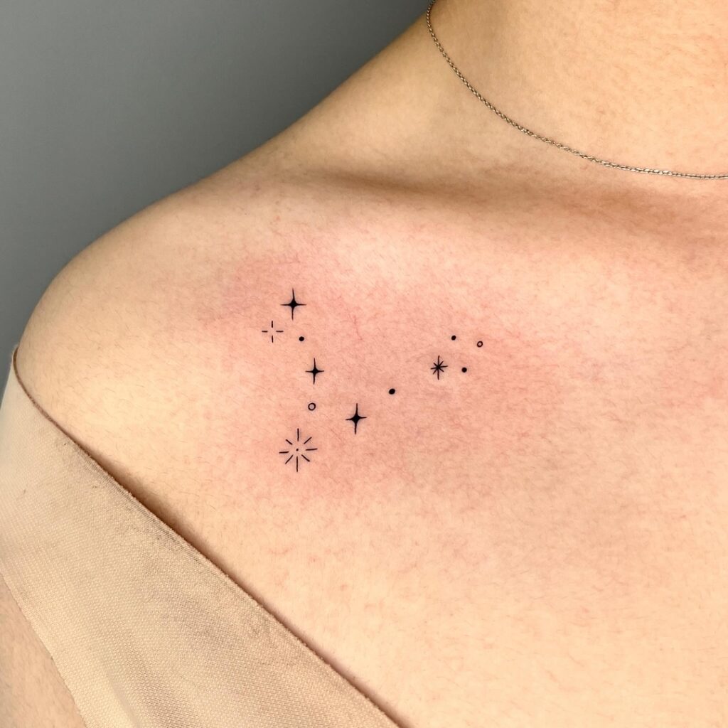 Minimalist Star Constellation Collarbone Tattoo meaningful tiny tattoos tattoo