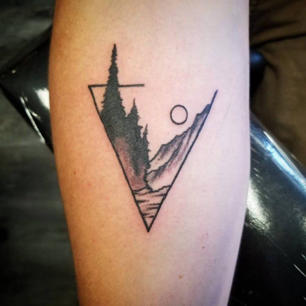 Minimalist Triangle Forest Silhouette nature scene tattoo