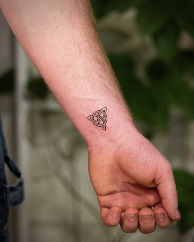 Minimalist Triquetra Wrist Tattoo symbols tattoos tattoo