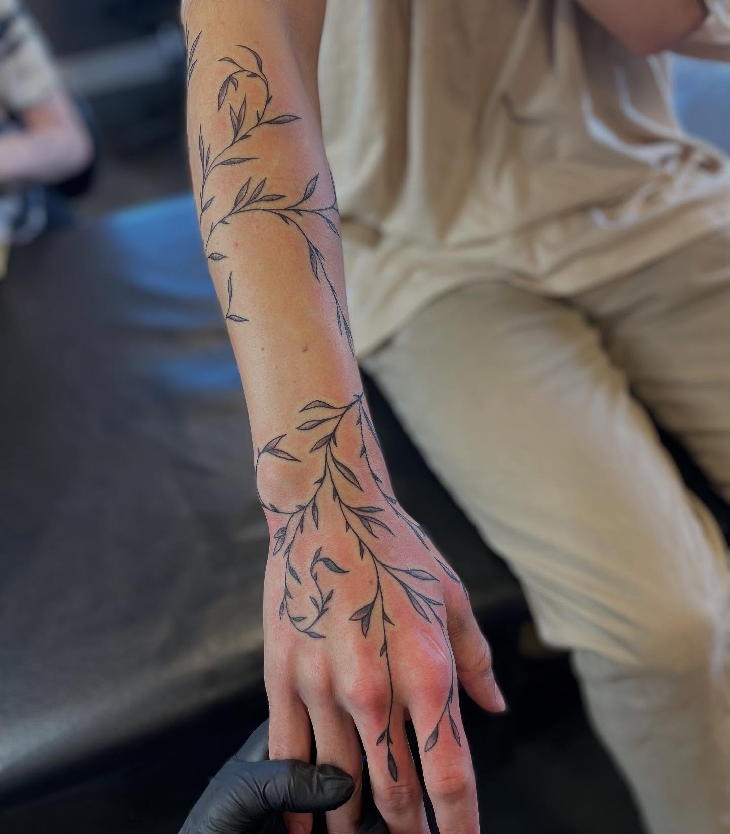 Purple Flower Vine Tattoo with Butterflies vine tattoos tattoo