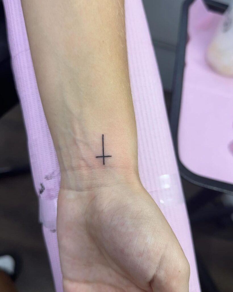 Minimalist Wrist Cross Tattoo cross tattoos for men tattoo