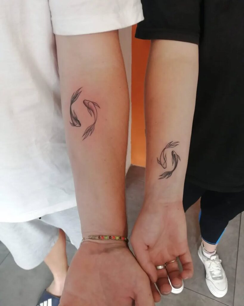 Minimalist Yin-Yang Koi Fish Tattoo brother sister tattoos tattoo