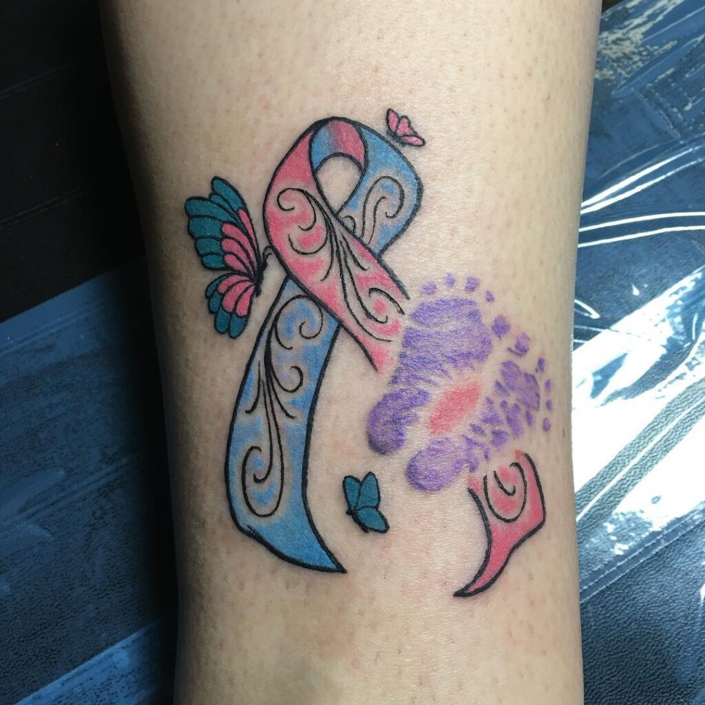 Watercolor Fetus In Heart Miscarriage Tattoo