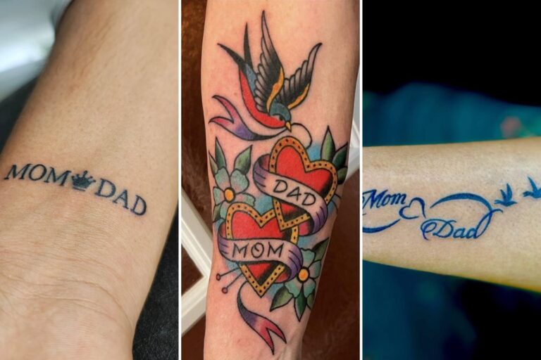 Aesthetic mom dad tattoos and delicate ink ideas collage