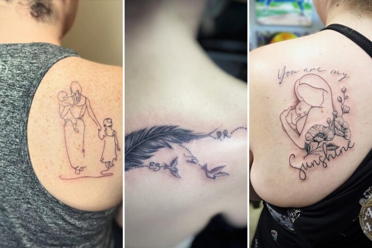 Aesthetic mommy tattoo ideas and delicate ink ideas collage