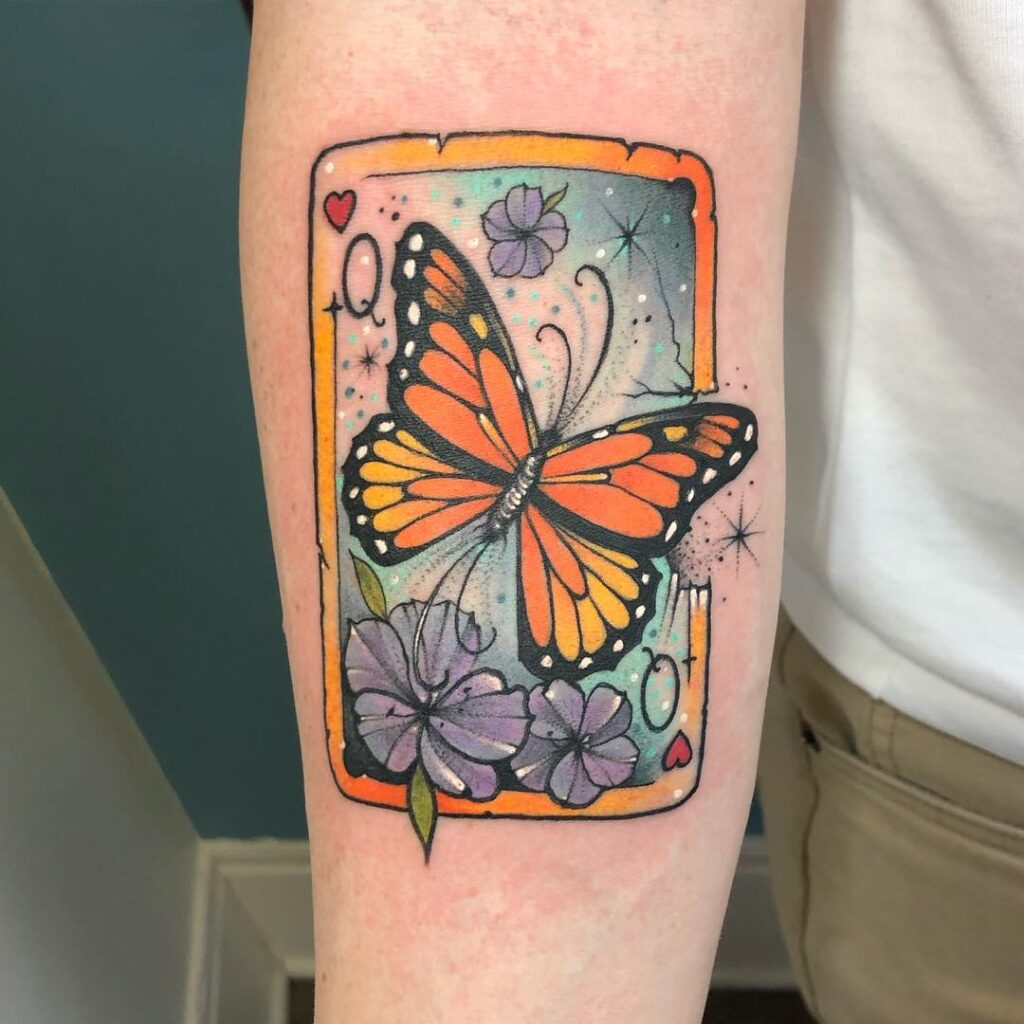 Monarch butterfly queen card tattoo