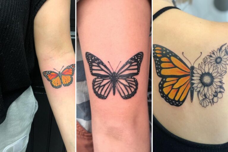 Aesthetic monarch butterfly tattoos and delicate ink ideas collage