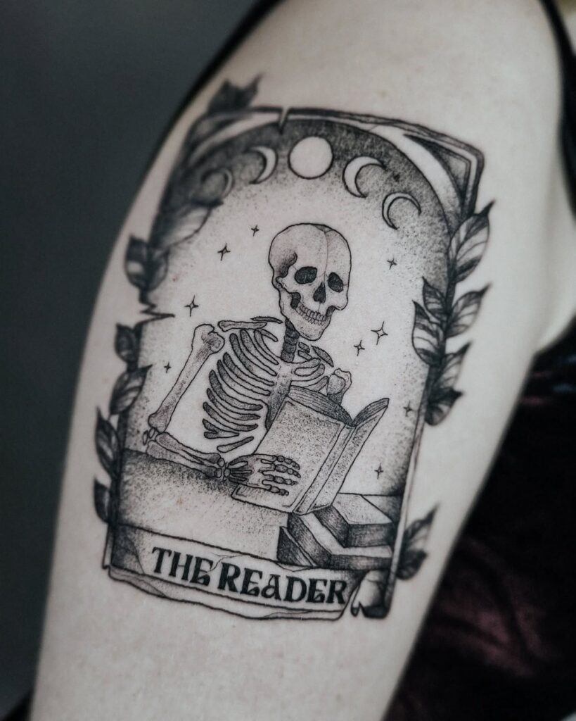 Skull and Ivy Book Stack Tattoo book lover tattoos tattoo
