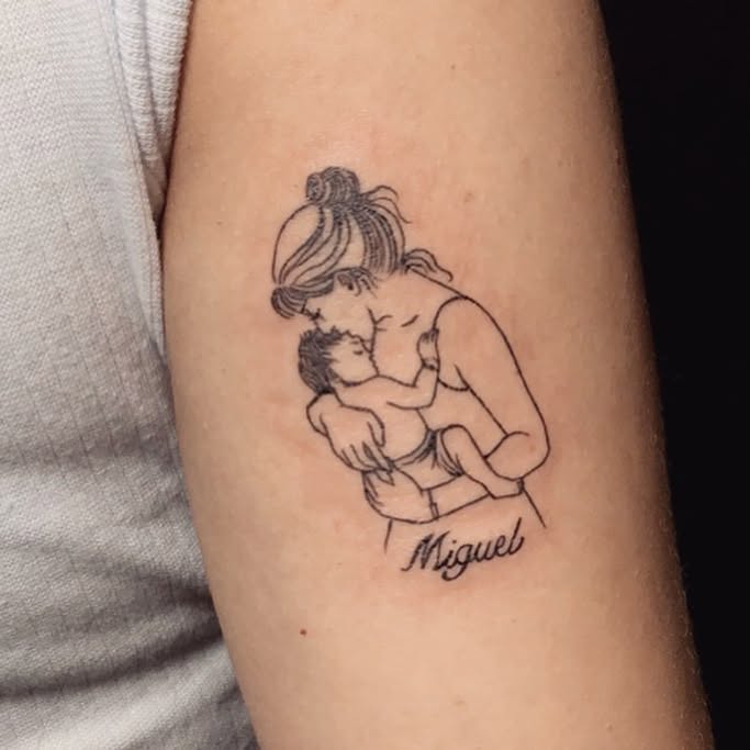 Mother and Baby Name Tattoo mom with kids tattoos tattoo