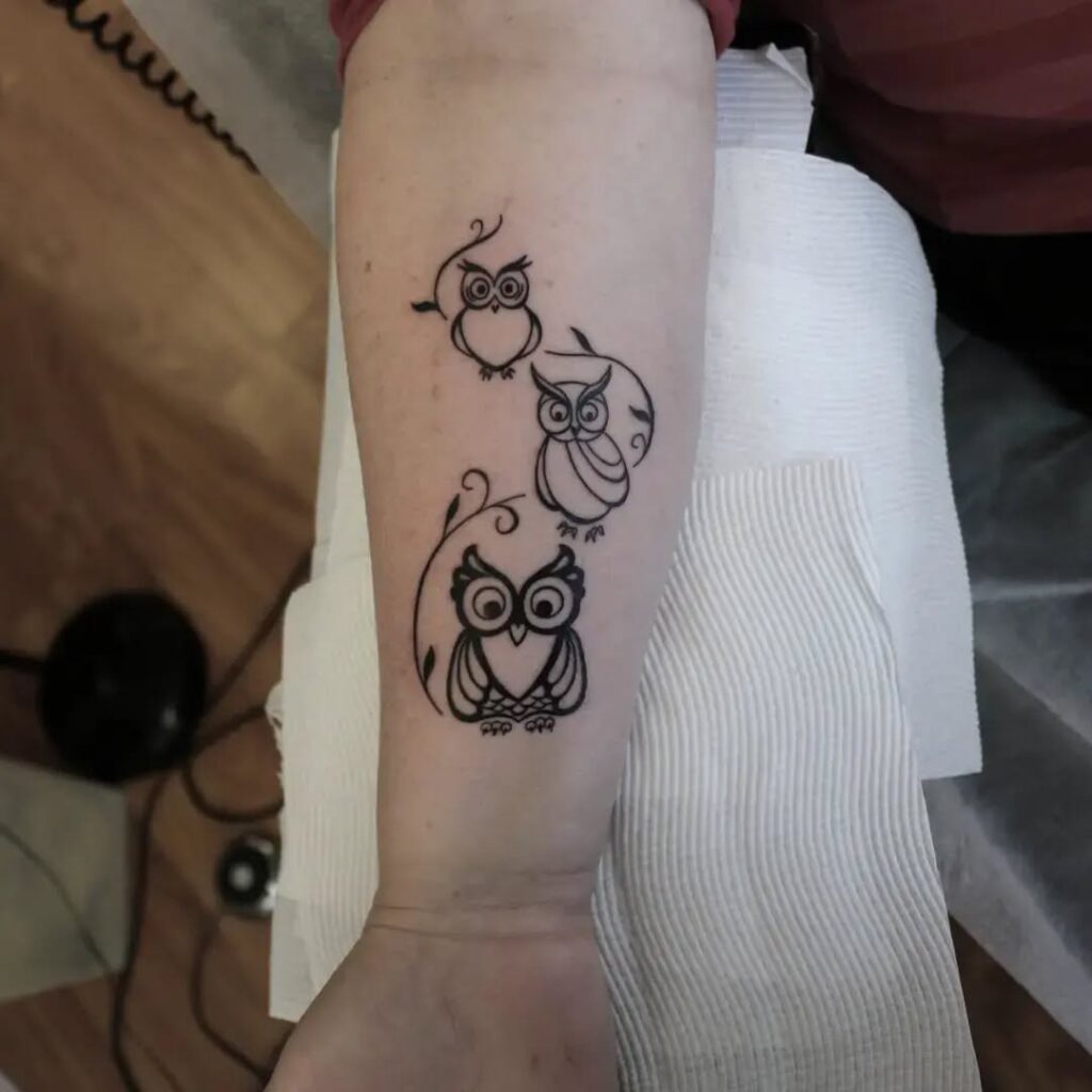 Mother and Baby Owls Tattoo mom with kids tattoos tattoo
