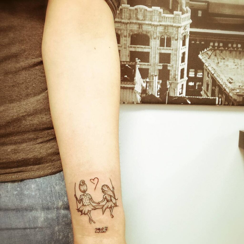 Mother and Daughter Swing Tattoo mom with kids tattoos tattoo