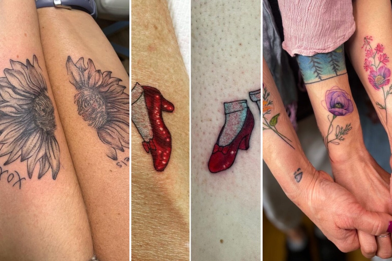 Aesthetic mother and daughter tattoo ideas and delicate ink ideas collage