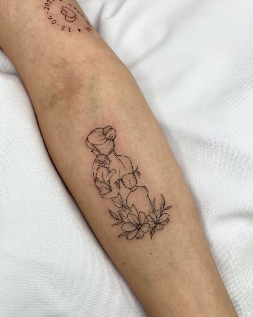 Mother and Two Children Tattoo mom with kids tattoos tattoo