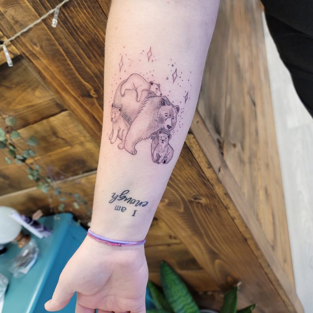 Mother Bear and Cubs Tattoo mom with kids tattoos tattoo