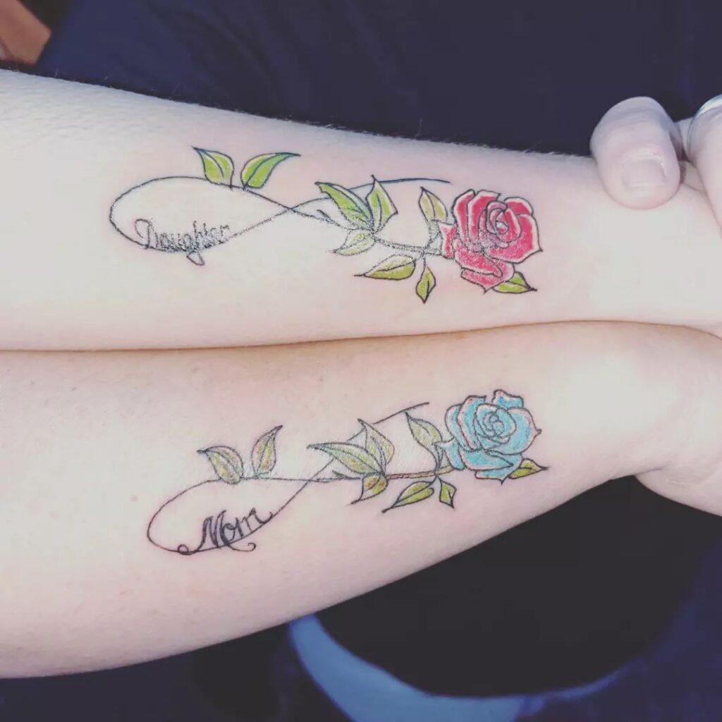 Mother-Daughter Infinity Rose Tattoo mother and daughter tattoo ideas tattoo