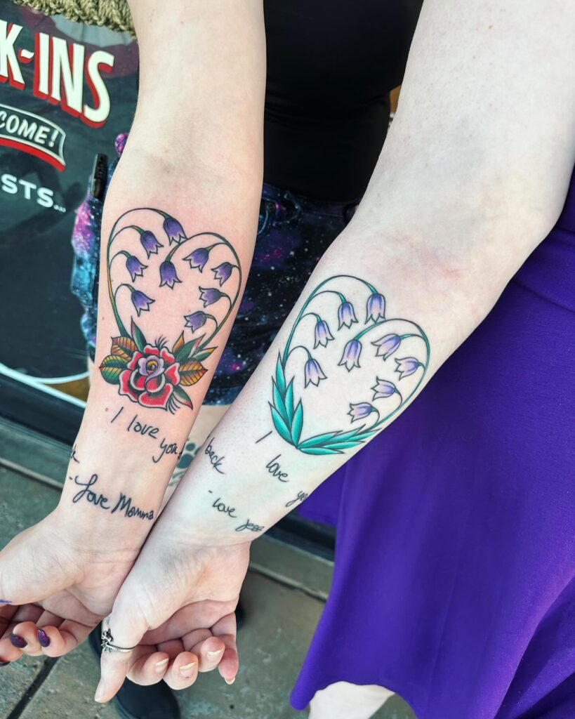 Mother-Daughter Lily of the Valley Heart Tattoos may birth flower tattoos tattoo