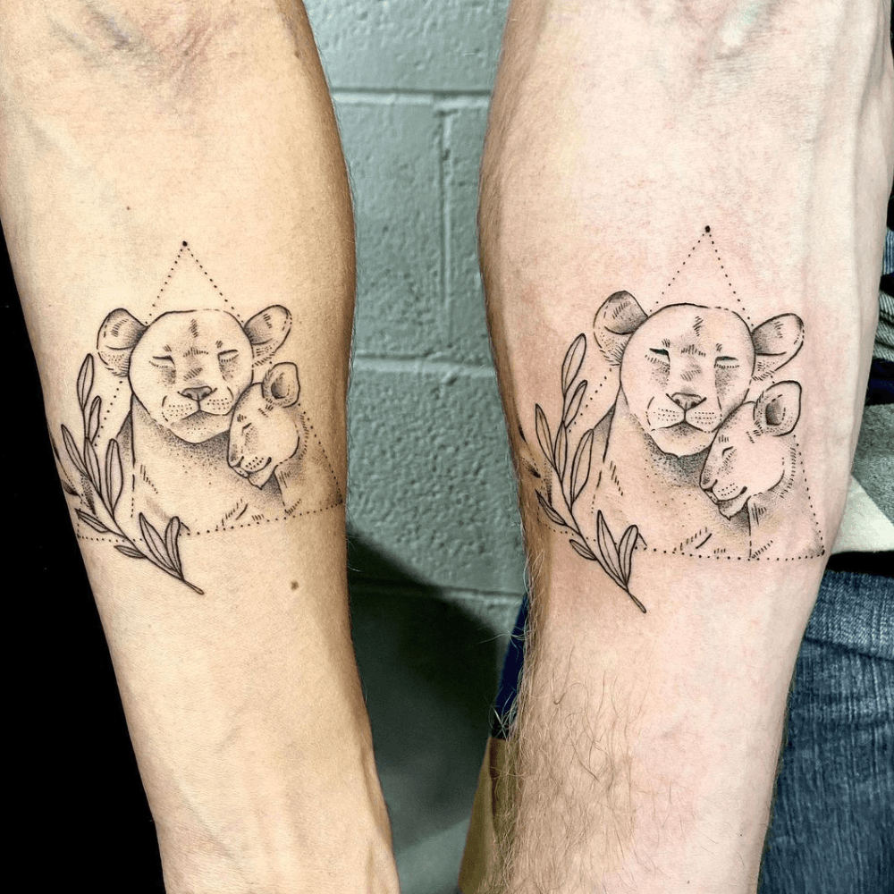 Mother Lion & Her Cub mom and son tattoo ideas tattoo