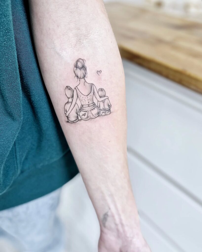 Mother Sitting with Children Tattoo mommy tattoo ideas tattoo
