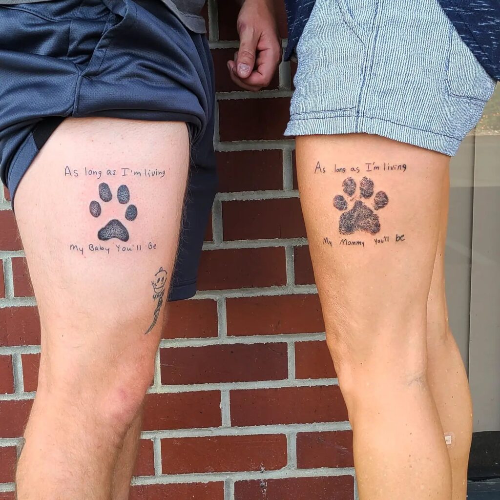 Mother-Son Matching Paw Print Quote Tattoo mom and son tattoo ideas tattoo