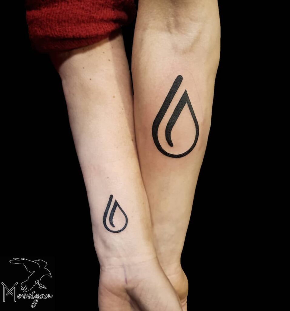 Mother-Son Matching Water Drop Symbol Tattoo mom and son tattoo ideas tattoo