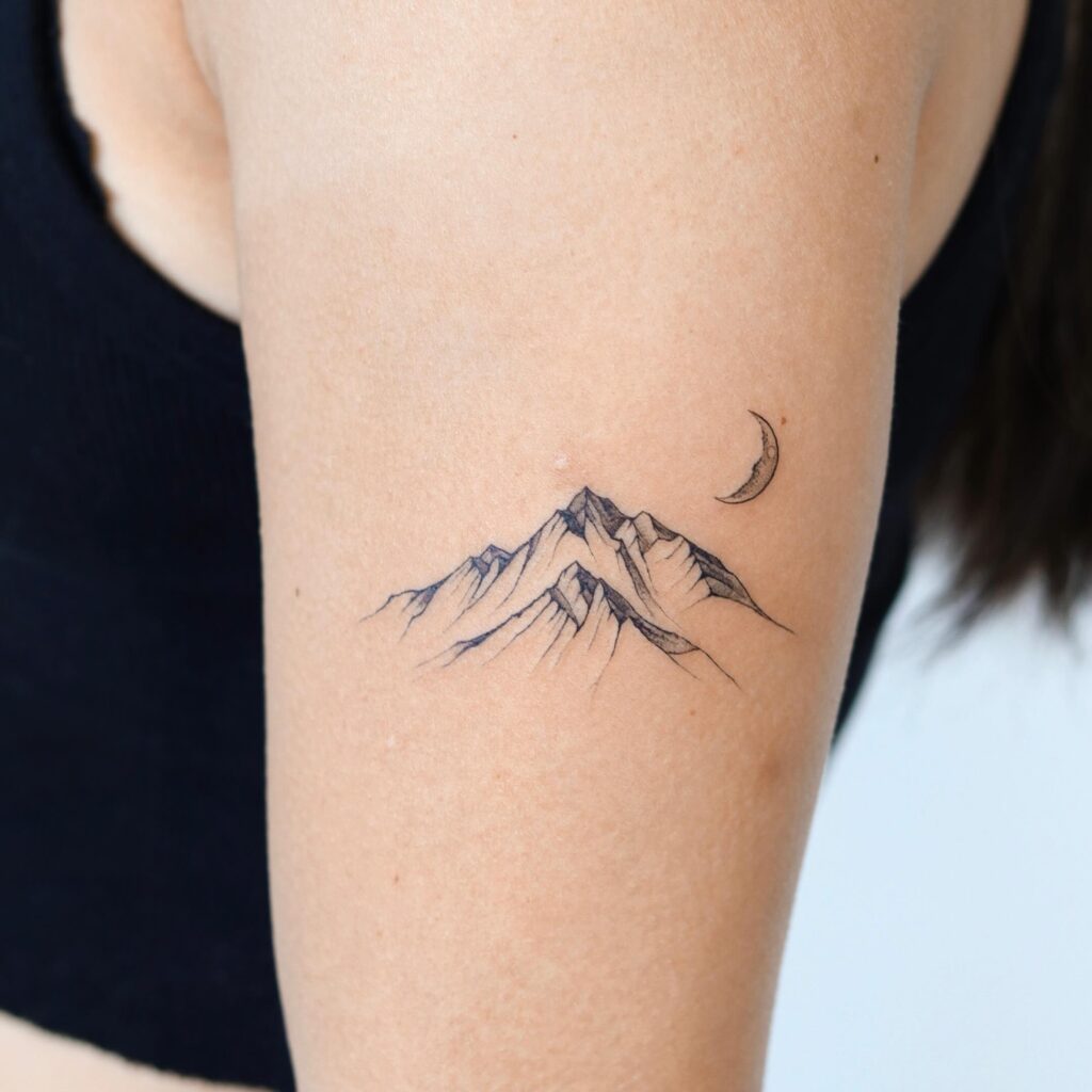 Mountain and Crescent Moon Tattoo mountain tattoos tattoo