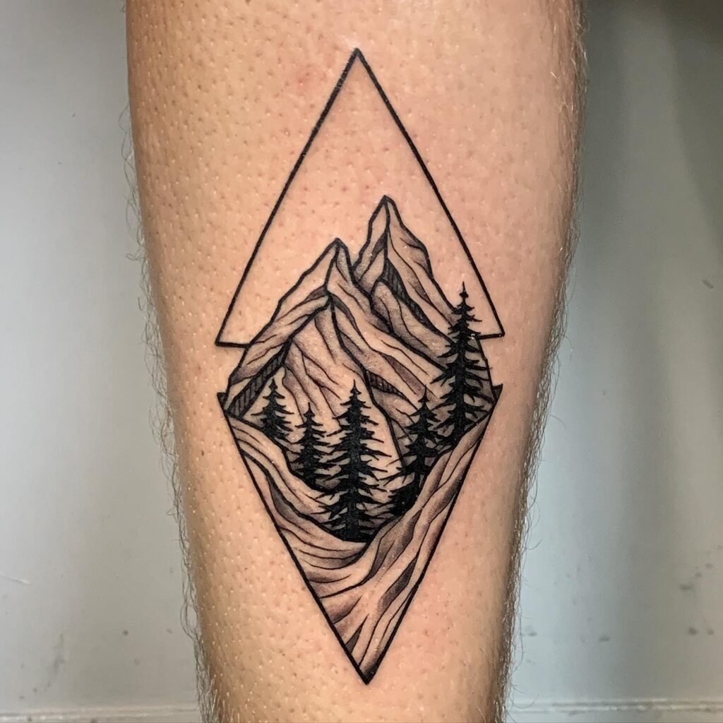 Mountain and Forest Diamond Tattoo mountain tattoos tattoo