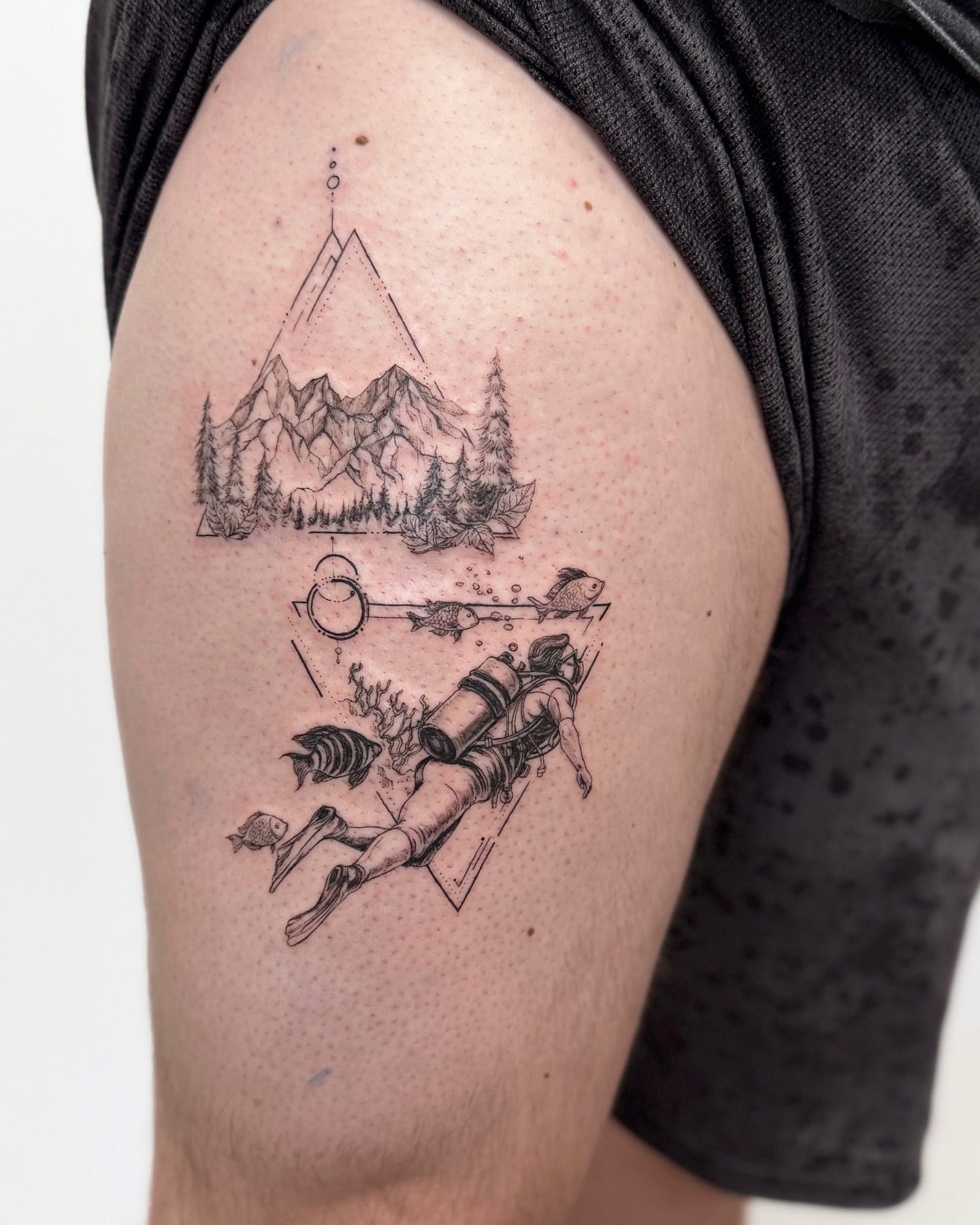 Mountain and Scuba Adventure Tattoo mountain tattoos ideas tattoo