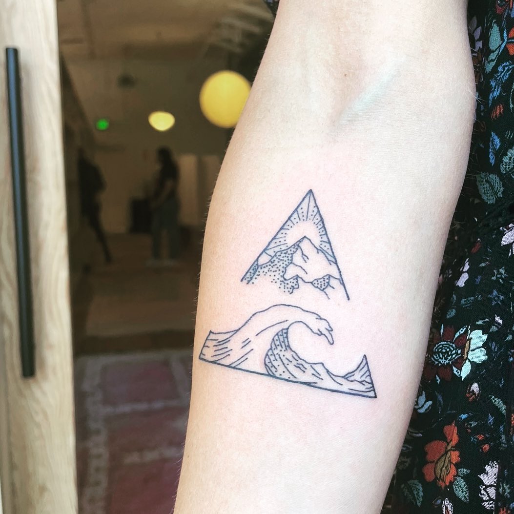 Mountain and Wave Triangle Tattoo mountain tattoos tattoo
