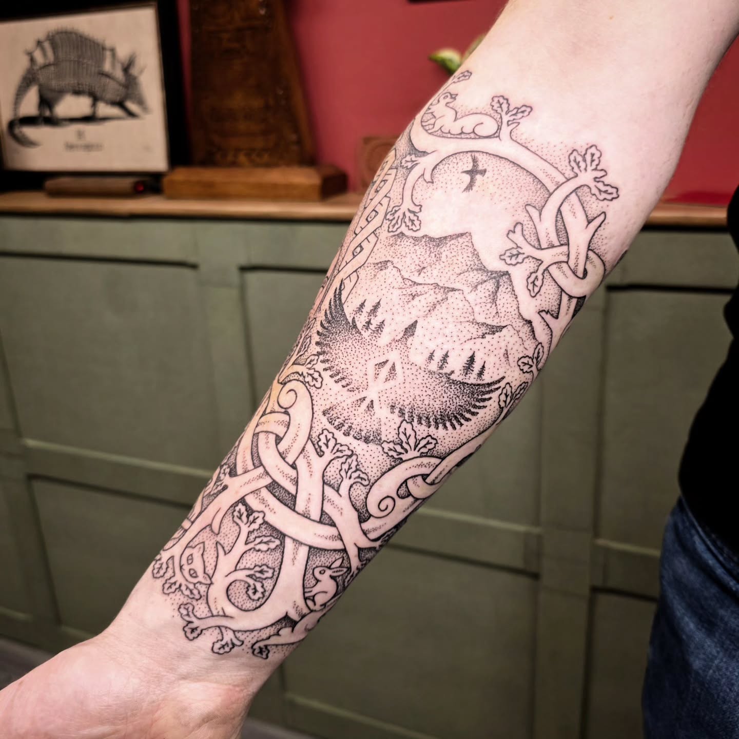 Viking Longship And Vegvisir Tattoo