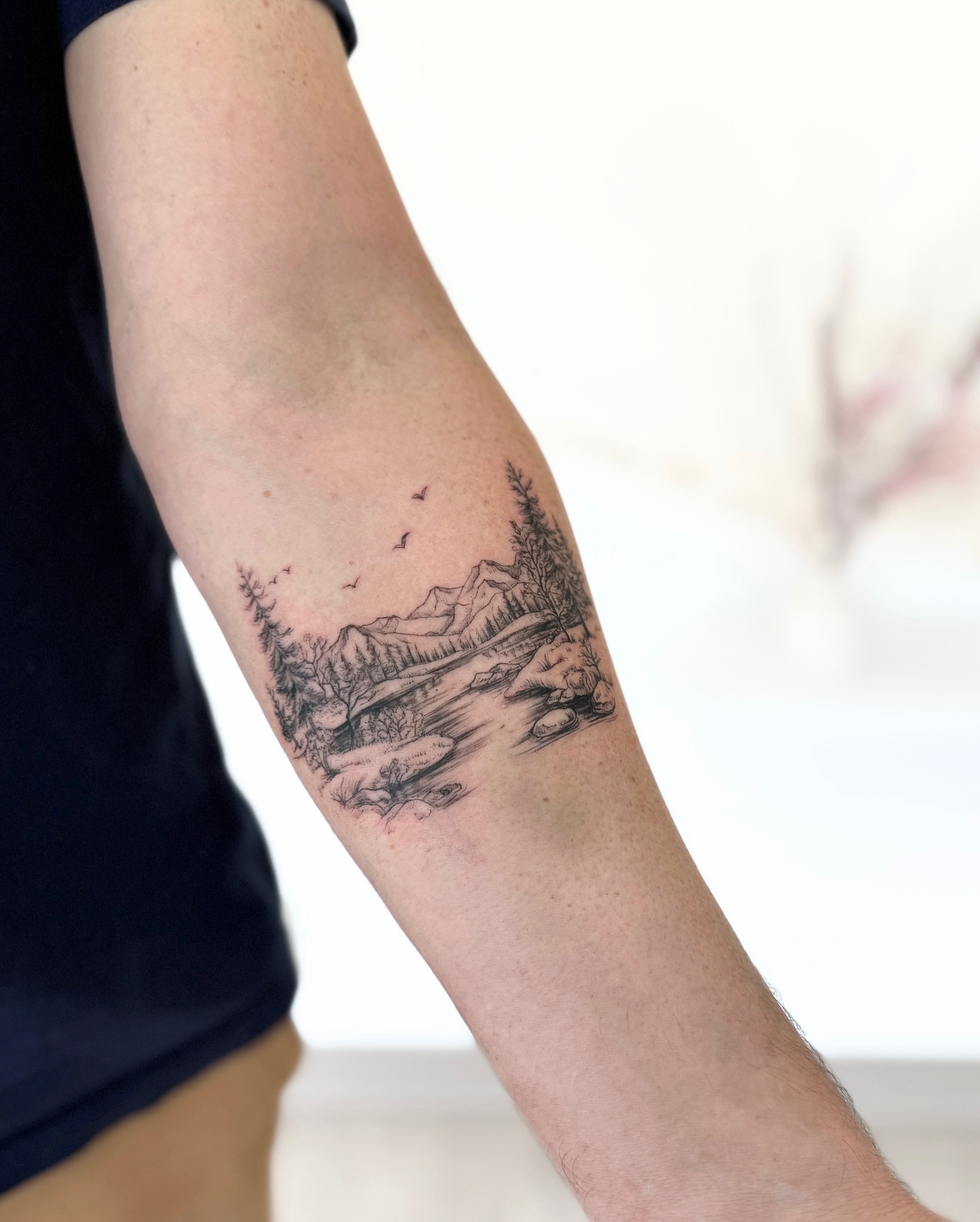 Mountain River Landscape Tattoo mountain tattoos ideas tattoo