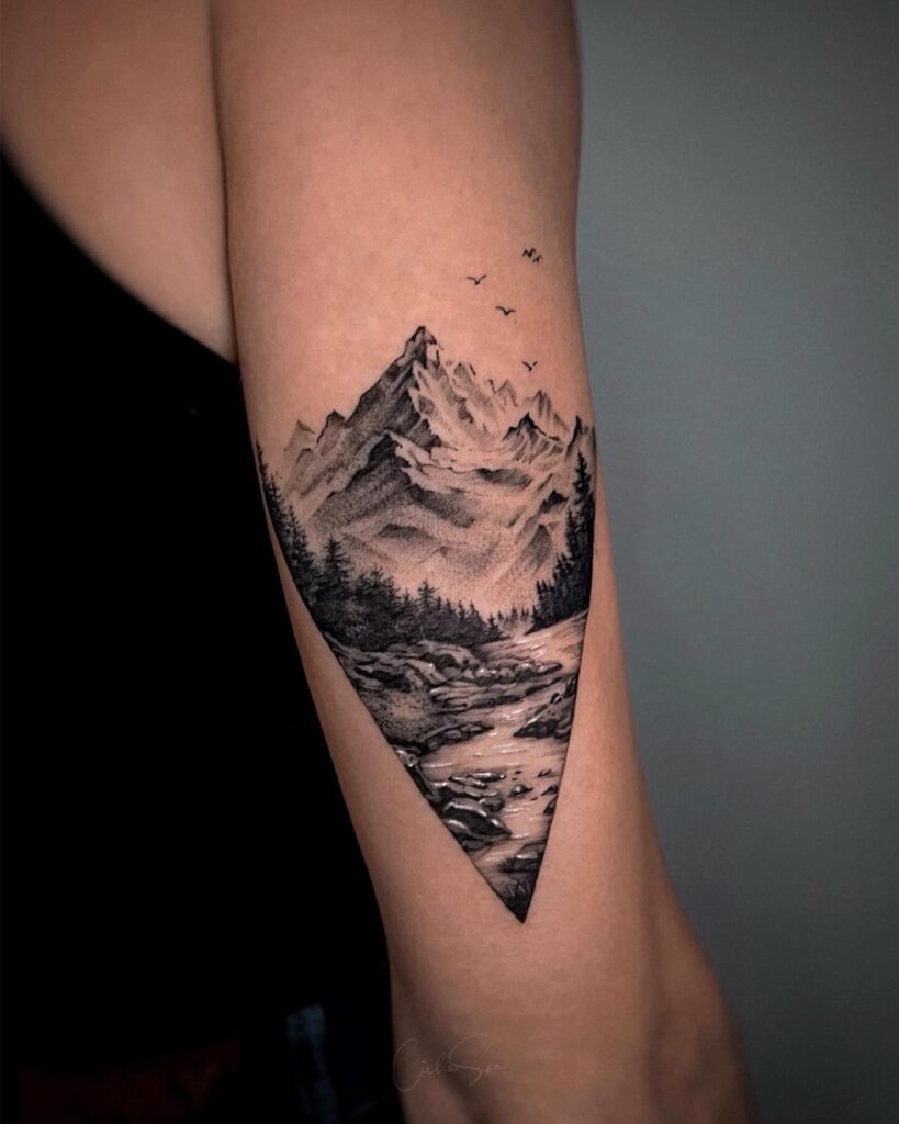 Mountain Stream Tattoo mountain tattoos tattoo
