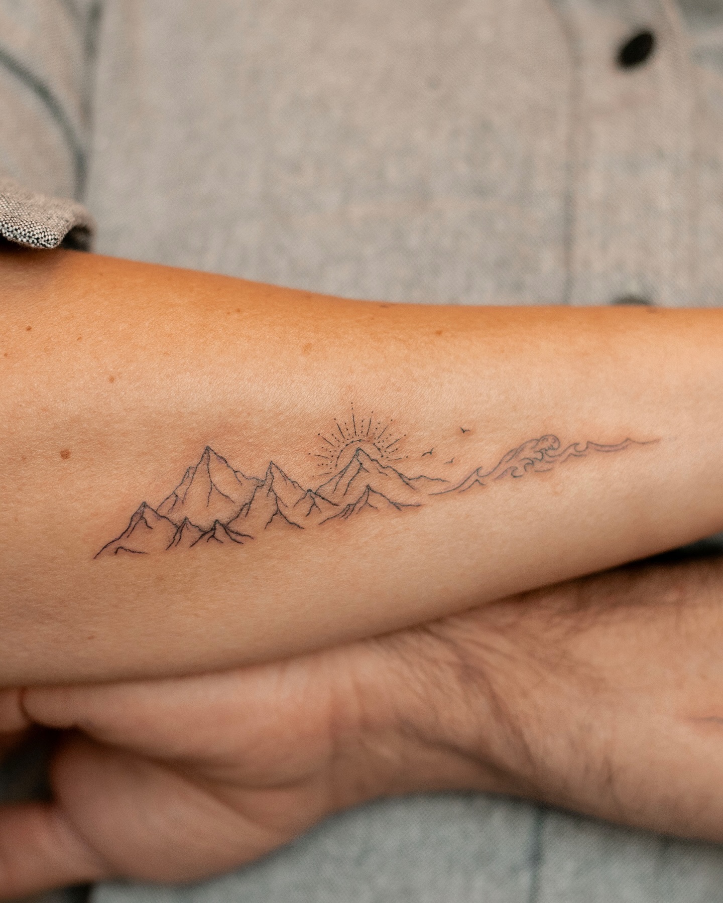 Mountain, Sunrise, and Ocean Wave Tattoo mountain tattoos ideas tattoo