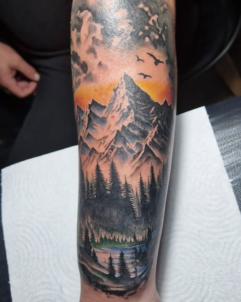 Mountain Sunset Tattoo mountain tattoos tattoo