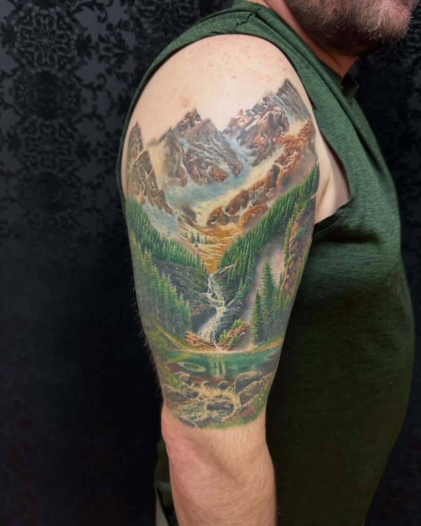 Mountain Waterfall Tattoo mountain tattoos tattoo