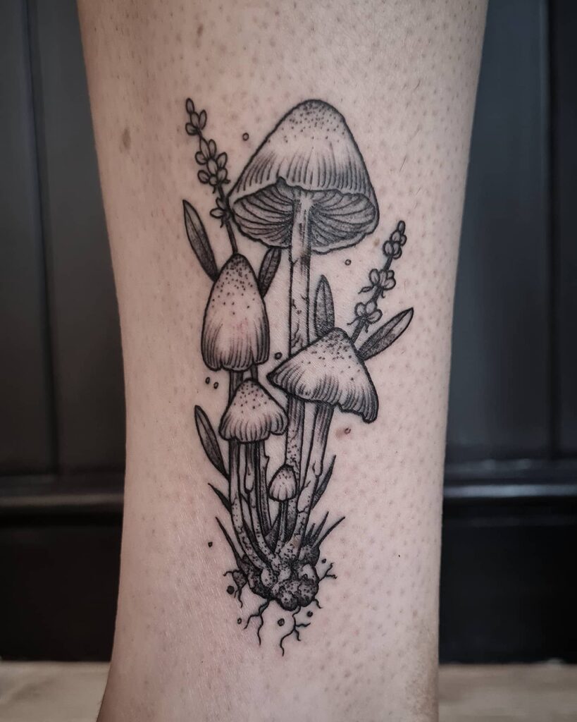 Oak Leaves, Acorns, and Mushrooms Tattoo earthy tattoo ideas tattoo