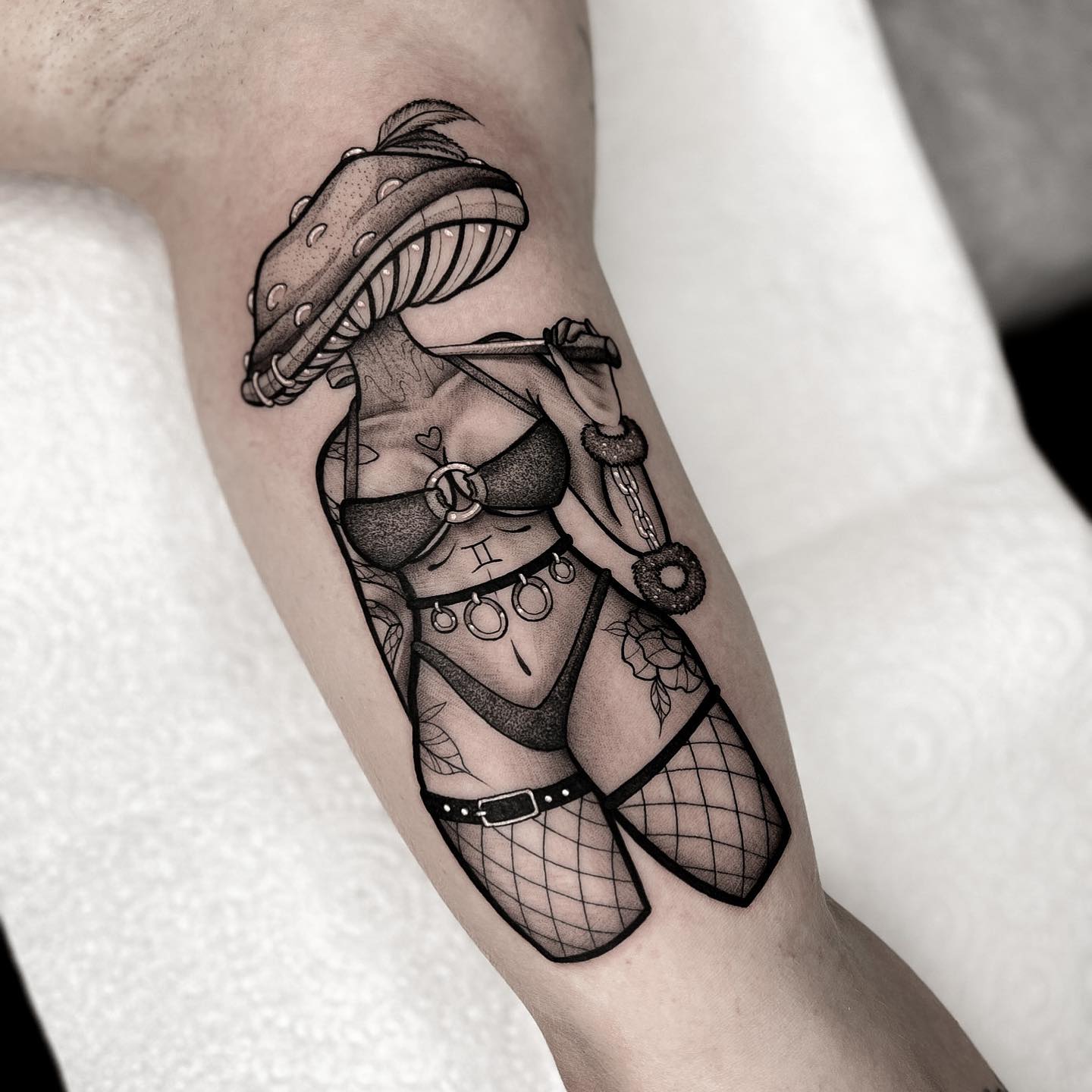Surreal Amanita Mushroom Tattoo with Eyes and Flowers mushroom tattoo ideas tattoo