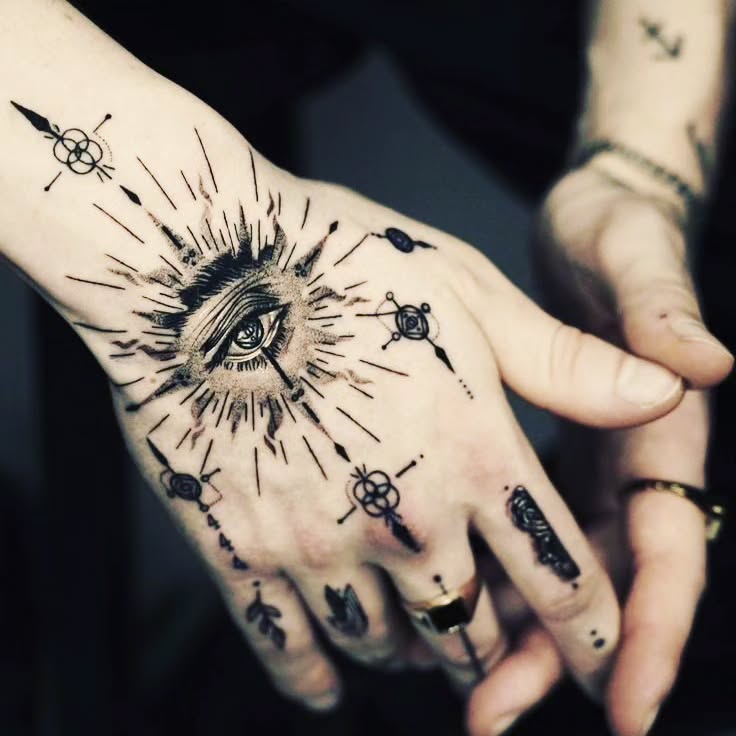 Mystical All-Seeing Eye Hand Tattoo hand tattoo ideas for guys tattoo