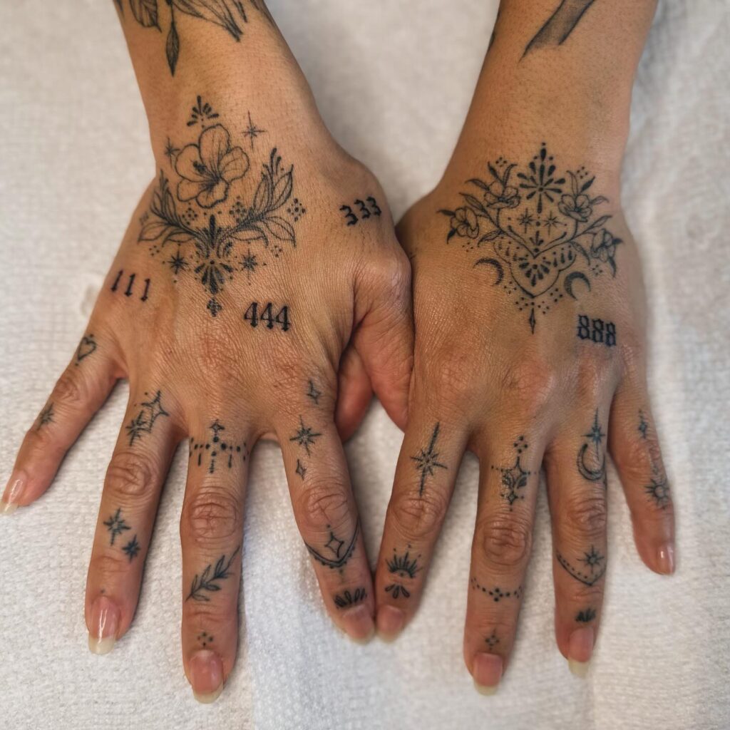Serene Minimalist Nature And Celestial Hand Tattoo