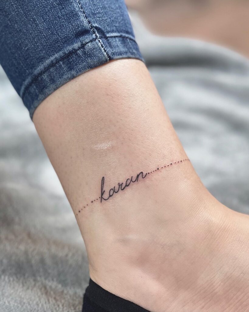 Delicate Vine And Wildflower Anklet Tattoo