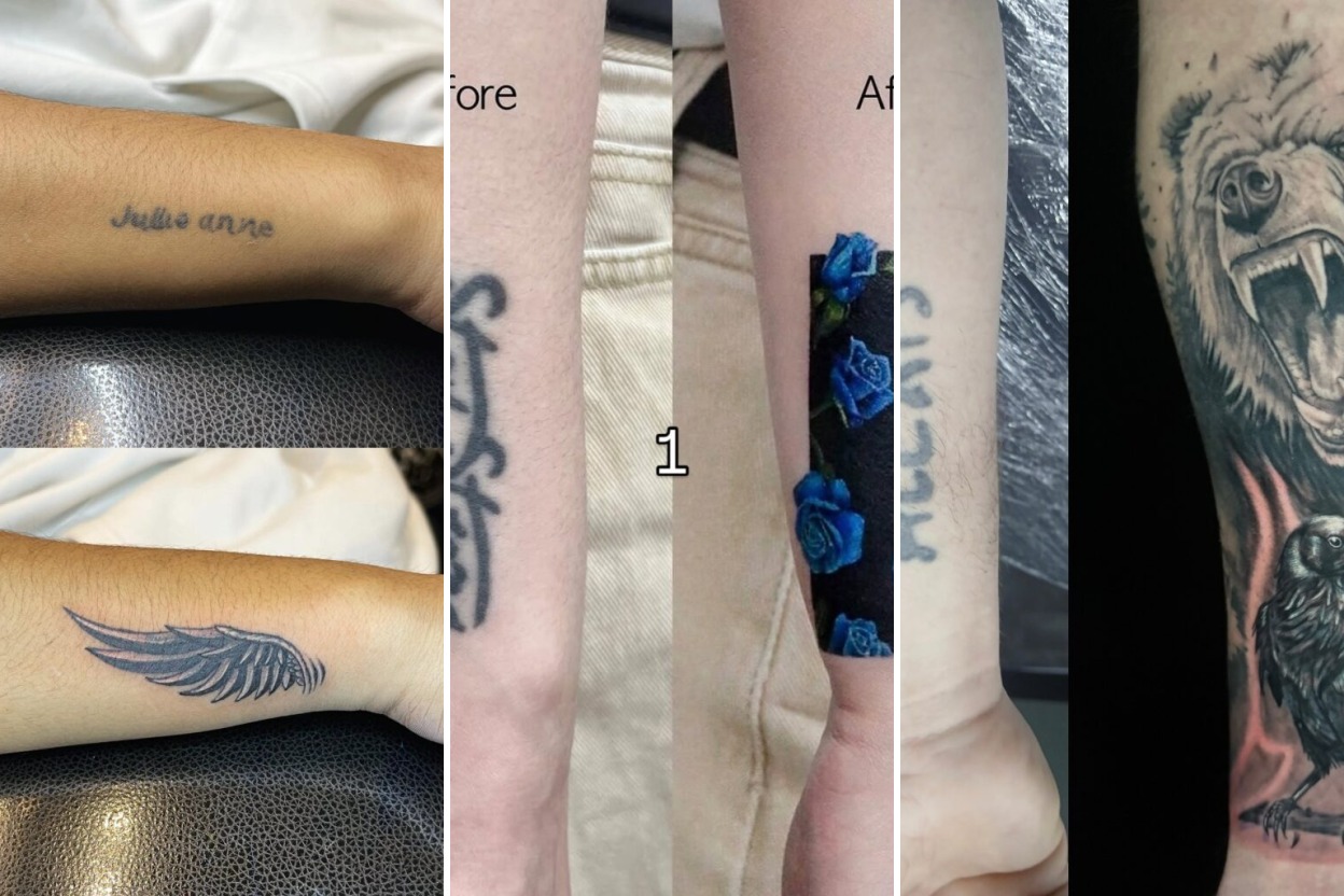 Aesthetic name cover up tattoos and delicate ink ideas collage