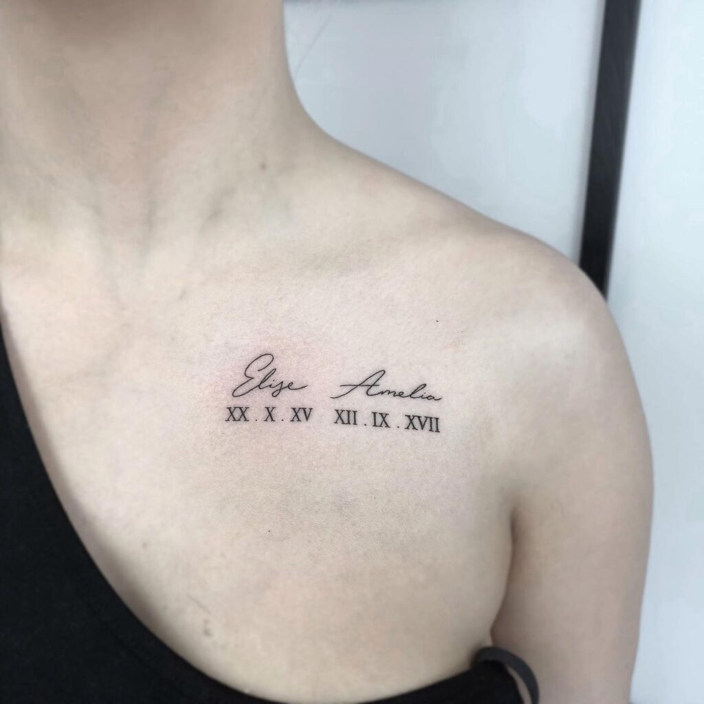 Floral Roman Numerals Back Tattoo roman numerals tattoos tattoo