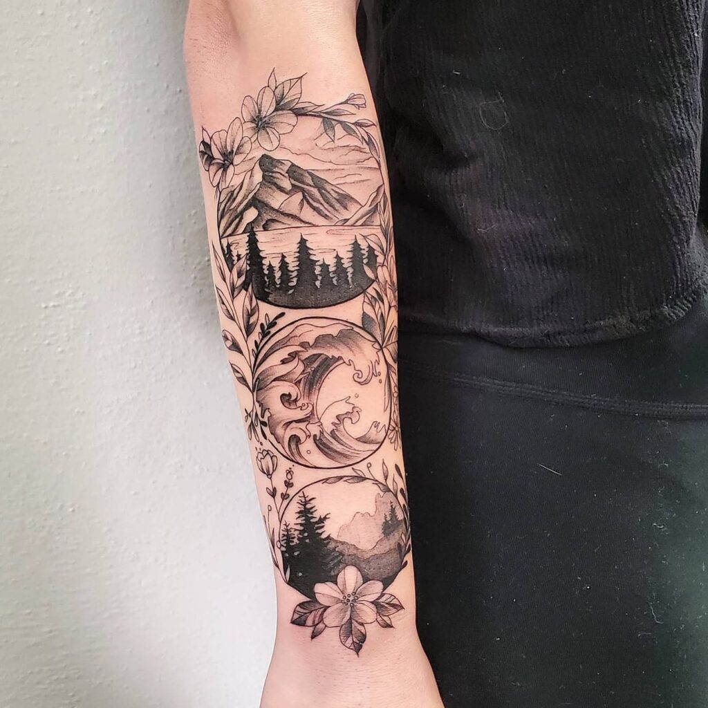 Nature Scene Tattoo mountain tattoos tattoo