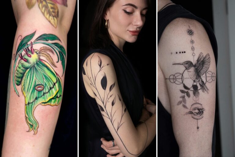 Aesthetic nature tattoos for women and delicate ink ideas collage