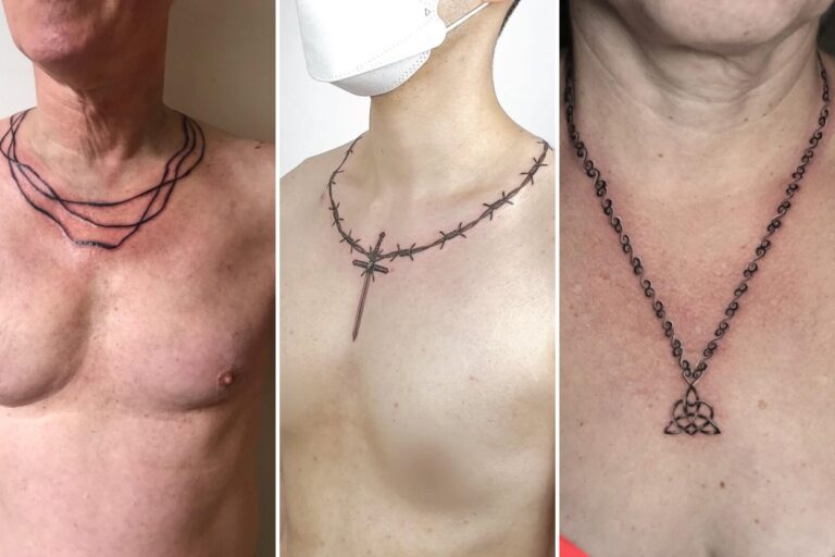 Aesthetic necklace tattoo ideas youll love and delicate ink ideas collage