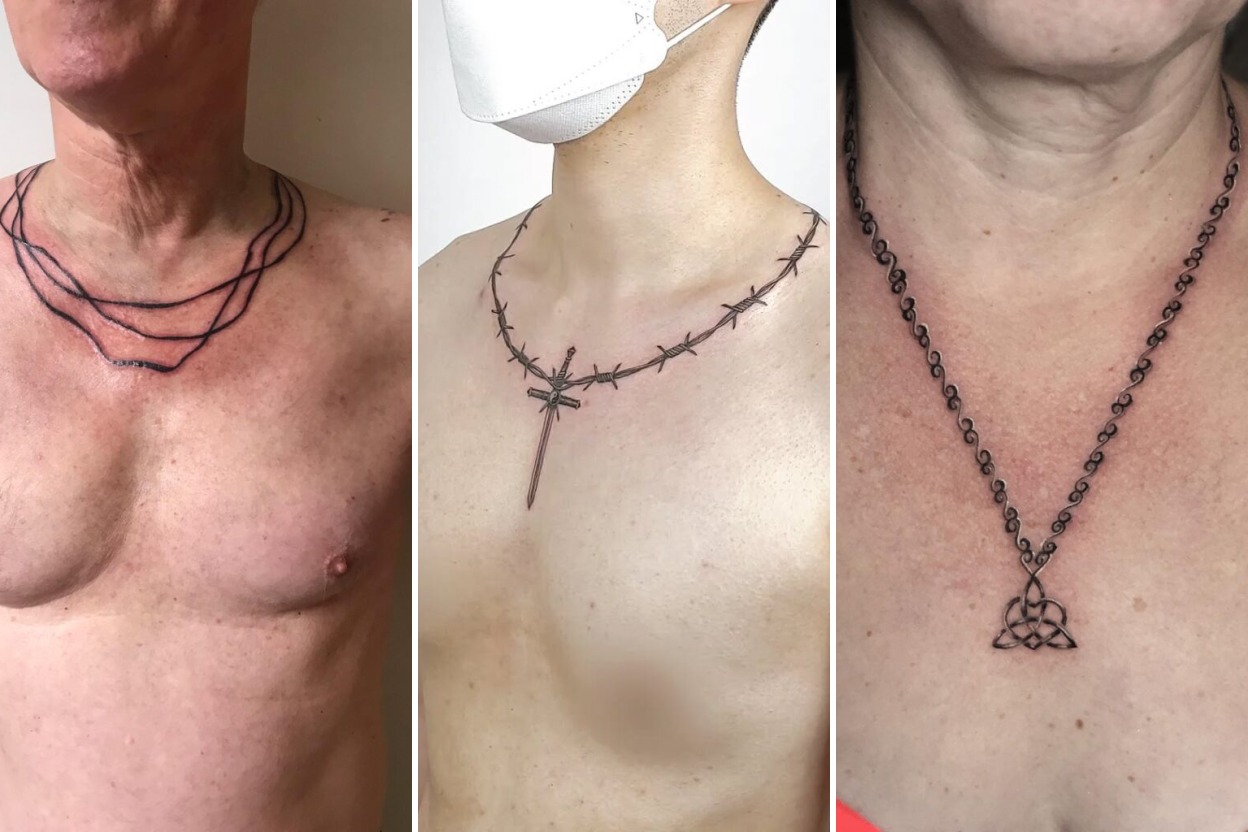 Aesthetic necklace tattoo ideas youll love and delicate ink ideas collage