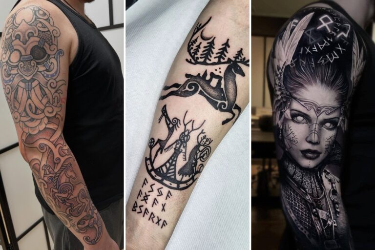 Aesthetic nordic tattoo ideas and delicate ink ideas collage