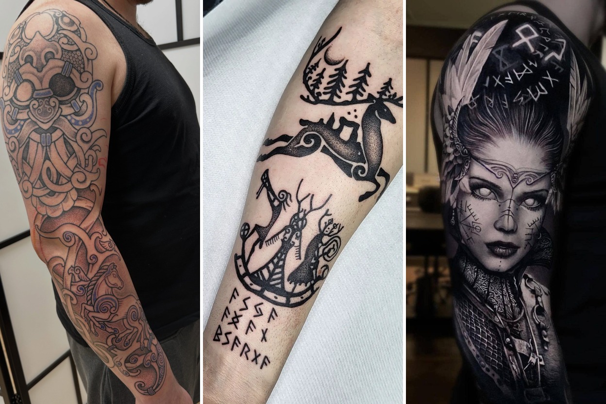 Aesthetic nordic tattoo ideas and delicate ink ideas collage